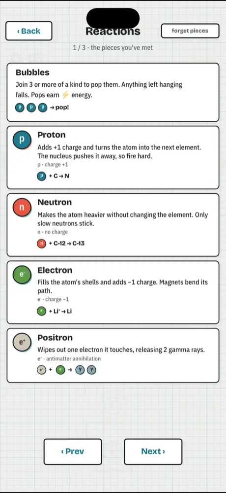 The Reactions guide to bubbles, protons, neutrons, electrons and positrons